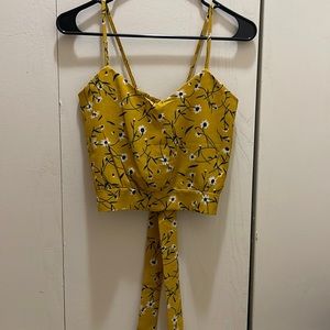 Cropped, floral tie in the back tank top